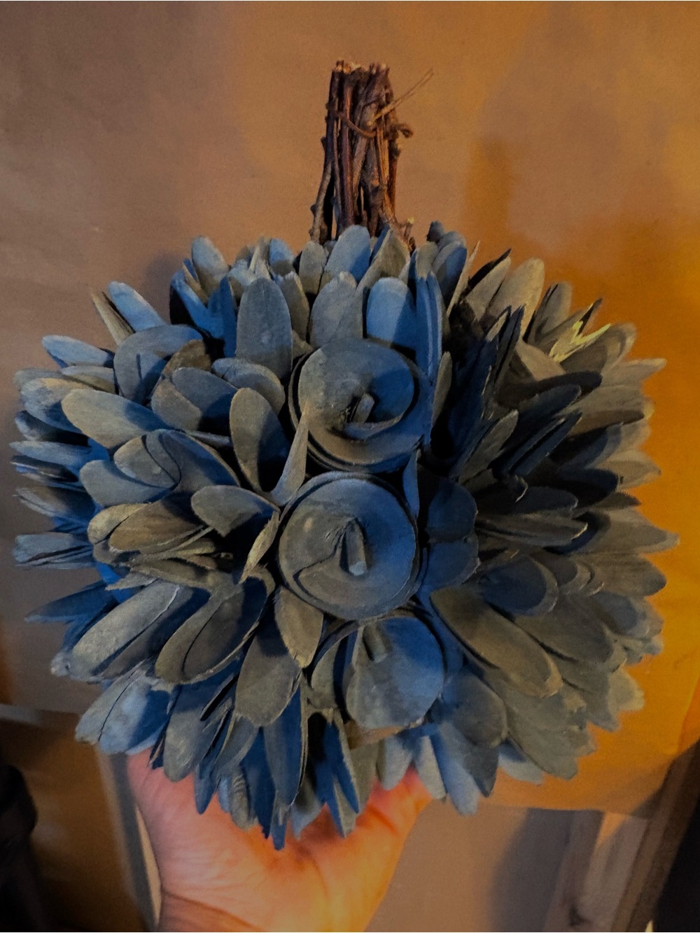Decorative Blue wooden Floral Ball - Home Accents